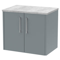 [BFPF2323LBG] Winshill Contemporary 2 Door Wall Hung Vanity Unit with Bellato Grey Laminate Worktop - Choice of Colour - Cutout