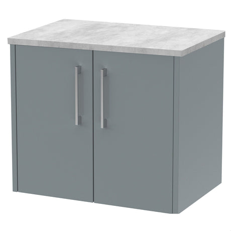 [BFPF2323LBG] Winshill Contemporary 2 Door Wall Hung Vanity Unit with Bellato Grey Laminate Worktop - Choice of Colour - Cutout