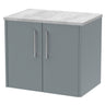 [BFPF2323LBG] Winshill Contemporary 2 Door Wall Hung Vanity Unit with Bellato Grey Laminate Worktop - Choice of Colour - Cutout