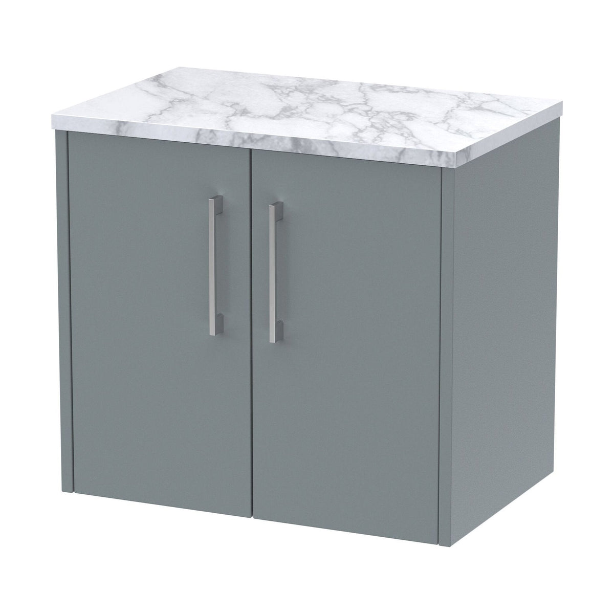[BFPF2323LCM] Winshill Contemporary 2 Door Wall Hung Vanity Unit with Carrera Marble Laminate Worktop - Choice of Colour - Cutout
