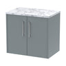 [BFPF2323LCM] Winshill Contemporary 2 Door Wall Hung Vanity Unit with Carrera Marble Laminate Worktop - Choice of Colour - Cutout