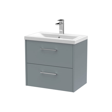 [BFPF2324A] Winshill Contemporary 2 Drawer Wall Hung Vanity Unit with Mid-Edge Basin - Choice of Size and Colour - Cutout