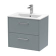 [BFPF2324B] Winshill Contemporary 2 Drawer Wall Hung Vanity Unit with Minimalist Basin, Grey, 600mm - Cutout