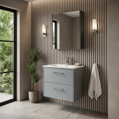 [BFPF2324B] Winshill Contemporary 2 Drawer Wall Hung Vanity Unit with Minimalist Basin, Choice of Size and Colour