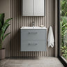 [BFPF2324B] Winshill Contemporary 2 Drawer Wall Hung Vanity Unit with Minimalist Basin, Choice of Size and Colour - Silo