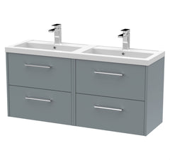 [BFPF2324C] Winshill Contemporary 4 Drawer 1200mm Wall Hung Vanity Unit with Double Basin - Choice of Colour - Cutout