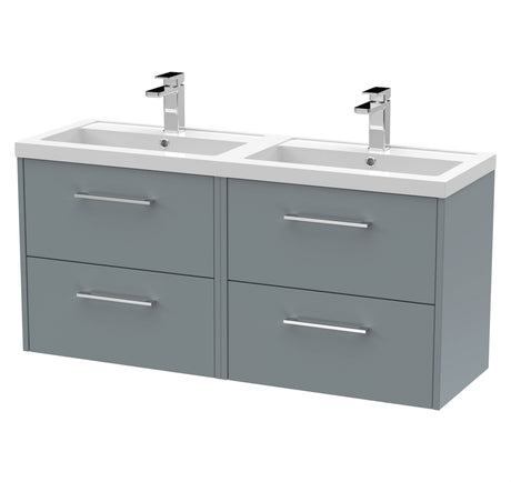 [BFPF2324C] Winshill Contemporary 4 Drawer 1200mm Wall Hung Vanity Unit with Double Basin - Choice of Colour - Cutout