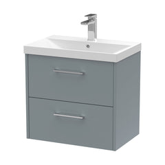 [BFPF2324D] Winshill Contemporary 2 Drawer Wall Hung Vanity Unit with Thin Edge Basin - Choice of Size and Colour - Cutout