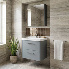 [BFPF2324D] Winshill Contemporary 2 Drawer Wall Hung Vanity Unit with Thin Edge Basin - Choice of Size and Colour