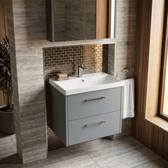 [BFPF2324D] Winshill Contemporary 2 Drawer Wall Hung Vanity Unit with Thin Edge Basin - Choice of Size and Colour