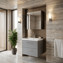 [BFPF2324D] Winshill Contemporary 2 Drawer Wall Hung Vanity Unit with Thin Edge Basin - Choice of Size and Colour