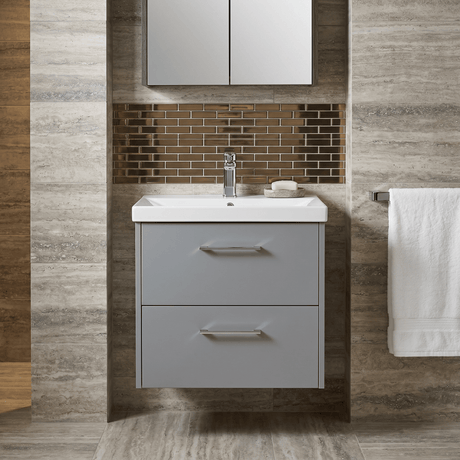 [BFPF2324D] Winshill Contemporary 2 Drawer Wall Hung Vanity Unit with Thin Edge Basin - Choice of Size and Colour - Silo