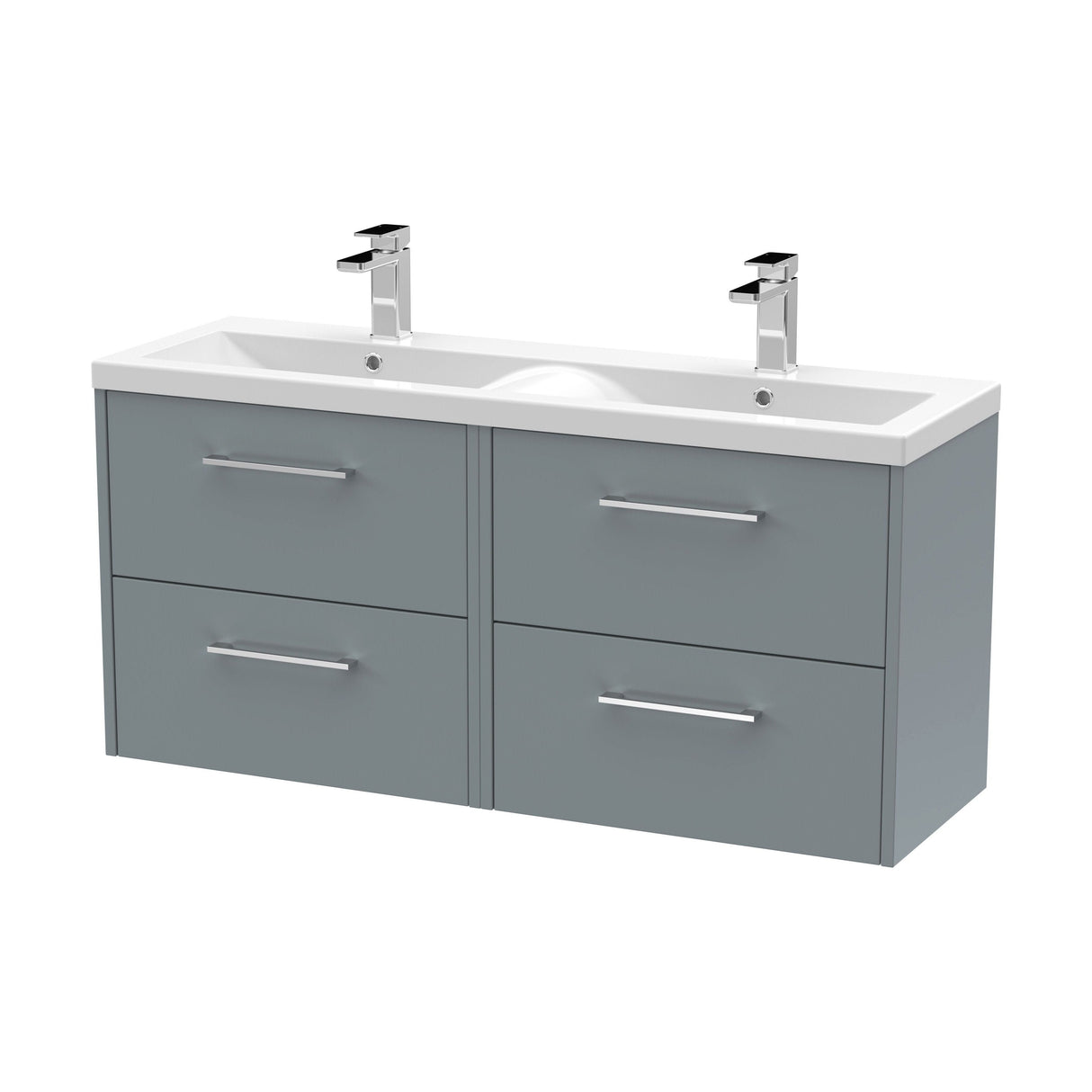 [BFPF2324F] Winshill Contemporary 4 Drawer Wall Hung Vanity Unit with Double Basin, 1200mm, Choice of Colour - Cutout