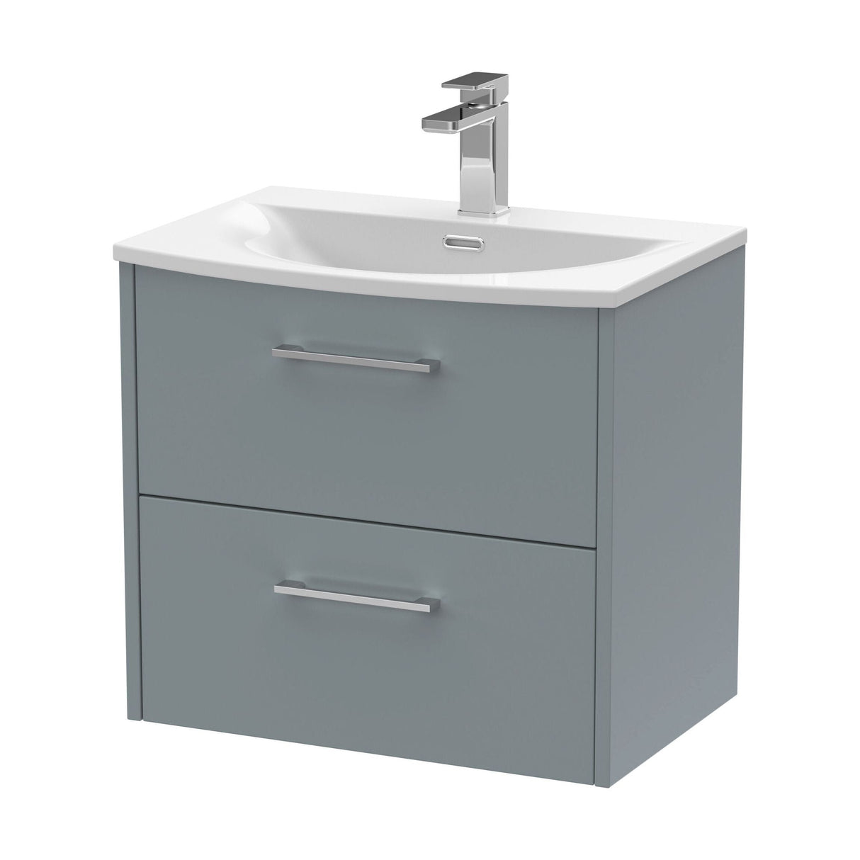 [BFPF2324G] Winshill Contemporary 2 Drawer Wall Hung Vanity Unit with Curved Basin, Choice of Colour - Cutout