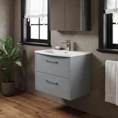 [BFPF2324G] Winshill Contemporary 2 Drawer Wall Hung Vanity Unit with Curved Basin, Choice of Colour