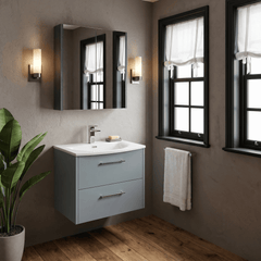 [BFPF2324G] Winshill Contemporary 2 Drawer Wall Hung Vanity Unit with Curved Basin, Choice of Colour