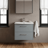 [BFPF2324G] Winshill Contemporary 2 Drawer Wall Hung Vanity Unit with Curved Basin, Choice of Colour - Silo