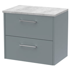 [BFPF2324LBG] Winshill Contemporary 2 Drawer Wall Hung Vanity Unit with Laminate Worktop - Choice of Size and Colour - Cutout