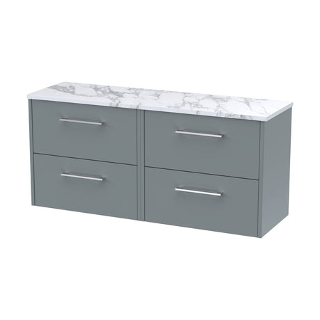 [BFPF2324LCM2] Winshill Contemporary 4 Drawer Wall Hung Vanity Unit with Carrera Marble Laminate Worktop - Choice of Colour - Cutout