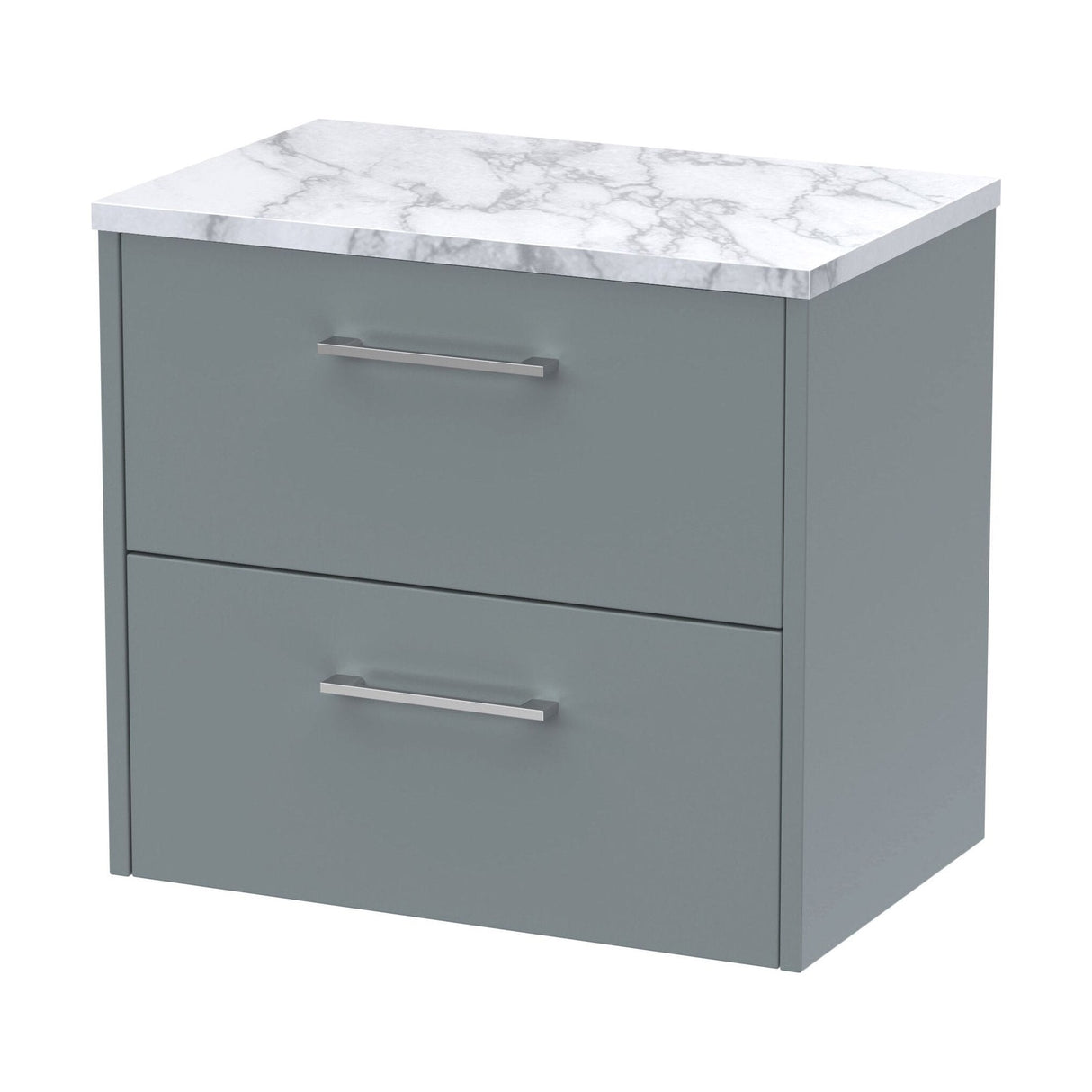 [BFPF2324LCM] Winshill Contemporary 2 Drawer Wall Hung Vanity Unit with Carrera Marble Laminate Worktop - Choice of Colour - Cutout