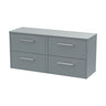 [BFPF2324W2] Winshill Contemporary 4 Drawer 1200mm Wall Hung Vanity Unit with Worktop - Choice of Colour - Cutout