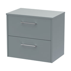 [BFPF2324W] Winshill Contemporary 2 Drawer Wall Hung Vanity Unit with Worktop - Choice of Size and Colour - Cutout