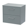 [BFPF2324W] Winshill Contemporary 2 Drawer Wall Hung Vanity Unit with Worktop - Choice of Size and Colour - Cutout