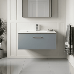 [BFPF2325B] Winshill Wall Hung 1 Drawer Vanity Unit with 1 Tap Hole Minimalist Basin, Choice of Size and Colour - Silo