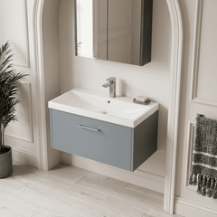[BFPF2325D] Winshill Contemporary 1 Drawer Wall Hung Vanity Unit with Thin Edge Basin - Choice of Size and Colour