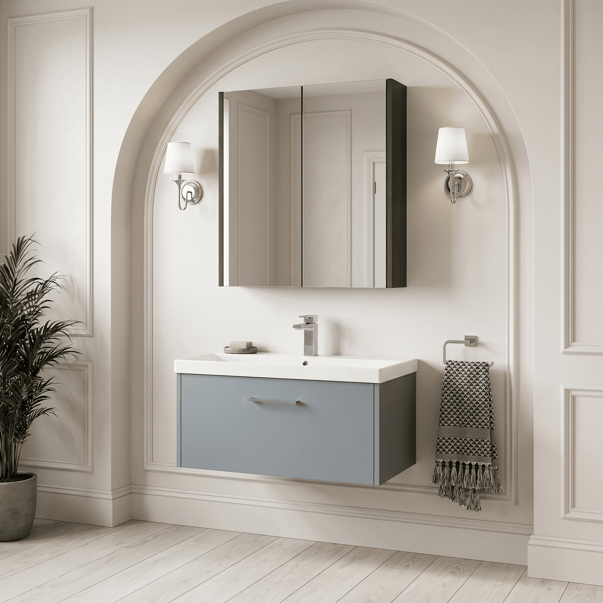 [BFPF2325D] Winshill Contemporary 1 Drawer Wall Hung Vanity Unit with Thin Edge Basin - Choice of Size and Colour