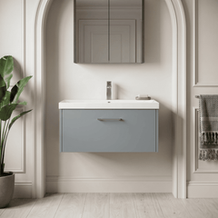 [BFPF2325D] Winshill Contemporary 1 Drawer Wall Hung Vanity Unit with Thin Edge Basin - Choice of Size and Colour - Silo