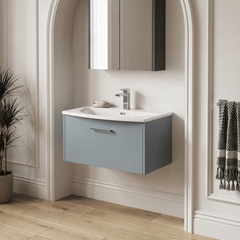 [BFPF2325G] Winshill Contemporary 1 Drawer Wall Hung Vanity Unit with Curved Basin, Choice of Size and Colour