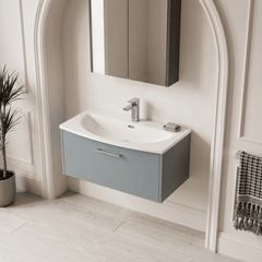 [BFPF2325G] Winshill Contemporary 1 Drawer Wall Hung Vanity Unit with Curved Basin, Choice of Size and Colour