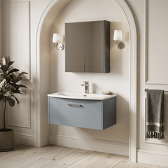 [BFPF2325G] Winshill Contemporary 1 Drawer Wall Hung Vanity Unit with Curved Basin, Choice of Size and Colour