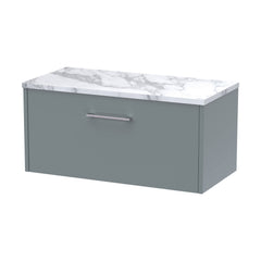 [BFPF2325LCM] Winshill Contemporary 1 Drawer Wall Hung Vanity Unit with Carrera Marble Laminate Worktop - Choice of Size and Colour - Cutout