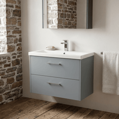 [BFPF2326A] Winshill Contemporary 2 Drawer Wall Hung Vanity Unit with Mid-Edge Basin - Choice of Size and Colour