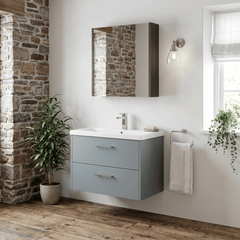 [BFPF2326A] Winshill Contemporary 2 Drawer Wall Hung Vanity Unit with Mid-Edge Basin - Choice of Size and Colour