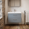 [BFPF2326A] Winshill Contemporary 2 Drawer Wall Hung Vanity Unit with Mid-Edge Basin - Choice of Size and Colour - Silo