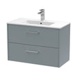 [BFPF2326B] Winshill Contemporary 2 Drawer Wall Hung Vanity Unit with Minimalist Basin, Grey, 800mm - Cutout