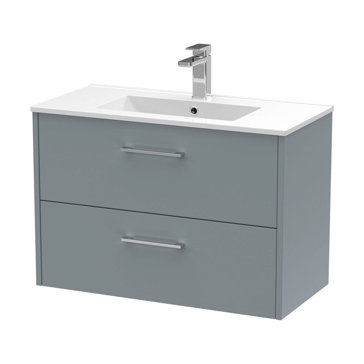 [BFPF2326B] Winshill Contemporary 2 Drawer Wall Hung Vanity Unit with Minimalist Basin, Choice of Size and Colour - Cutout