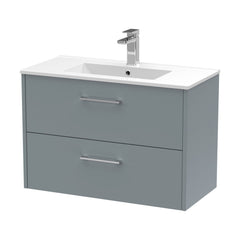 [BFPF2326B] Winshill Contemporary 2 Drawer Wall Hung Vanity Unit with Minimalist Basin, Choice of Size and Colour - Cutout