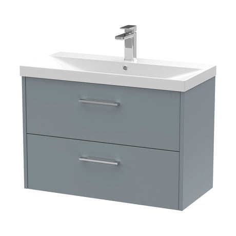 [BFPF2326D] Winshill Contemporary 2 Drawer Wall Hung Vanity Unit with Thin Edge Basin, Grey, 800mm - Cutout