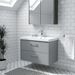 [BFPF2326D] Winshill Contemporary 2 Drawer Wall Hung Vanity Unit with Thin Edge Basin - Choice of Size and Colour