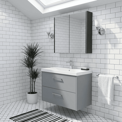 [BFPF2326D] Winshill Contemporary 2 Drawer Wall Hung Vanity Unit with Thin Edge Basin - Choice of Size and Colour
