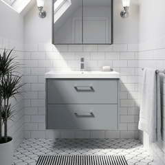 [BFPF2326D] Winshill Contemporary 2 Drawer Wall Hung Vanity Unit with Thin Edge Basin - Choice of Size and Colour - Silo