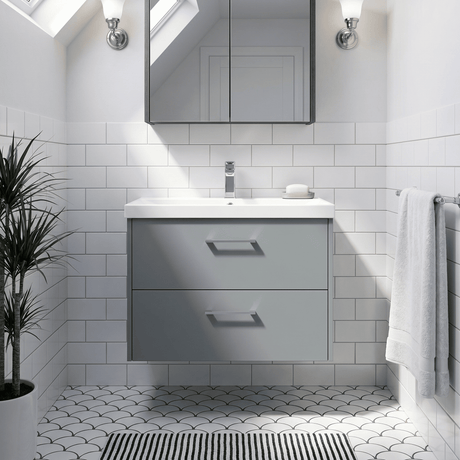 [BFPF2326D] Winshill Contemporary 2 Drawer Wall Hung Vanity Unit with Thin Edge Basin - Choice of Size and Colour - Silo