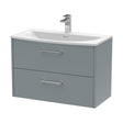 [BFPF2326G] Winshill Contemporary 2 Drawer Wall Hung Vanity Unit with Curved Basin, Grey, 800mm - Cutout