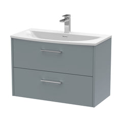 [BFPF2326G] Winshill Contemporary 2 Drawer Wall Hung Vanity Unit with Curved Basin, Choice of Colour - Cutout