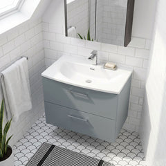 [BFPF2326G] Winshill Contemporary 2 Drawer Wall Hung Vanity Unit with Curved Basin, Choice of Colour