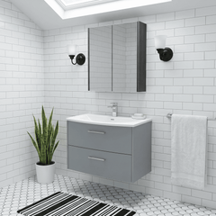[BFPF2326G] Winshill Contemporary 2 Drawer Wall Hung Vanity Unit with Curved Basin, Choice of Colour